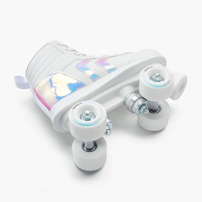 Kids' Roller Skates Quad 100 - Holographic White