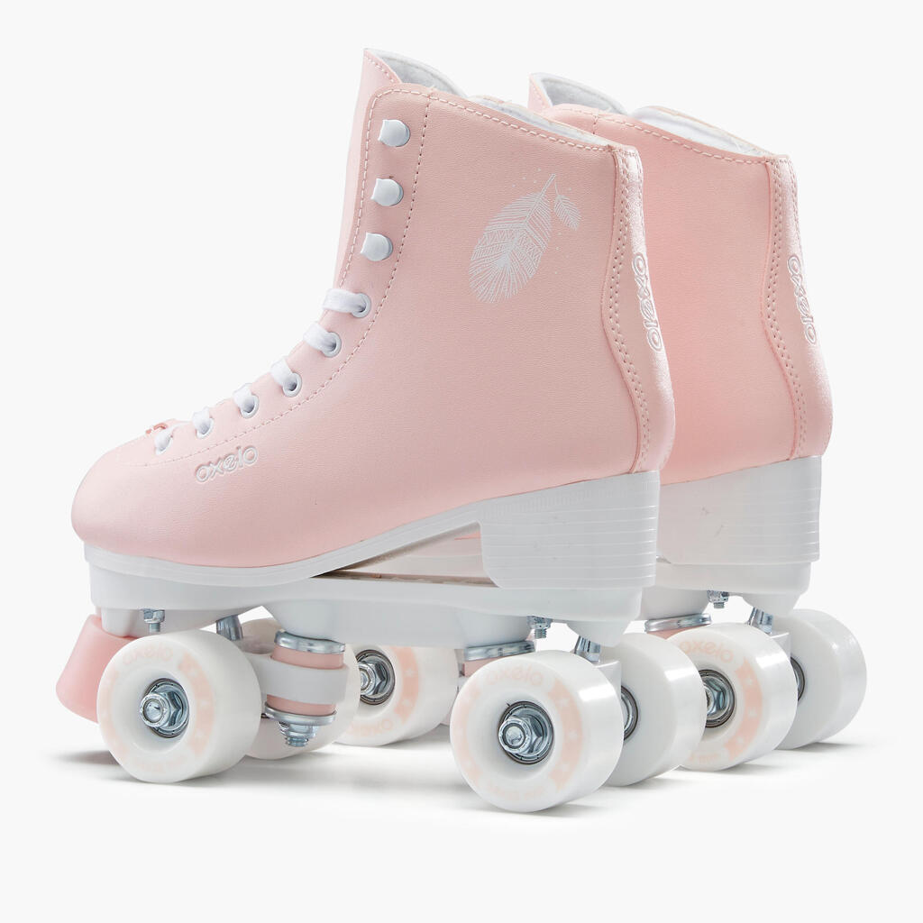 Kids' and Adult Artistic Roller Skating Quad Skates 100 - Pink