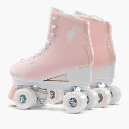 Kids' and Adult Artistic Roller Skating Quad Skates 100 - Pink