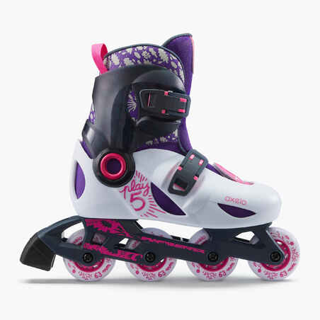 Patines Línea Niños Oxelo Play 5 Gris Rosa