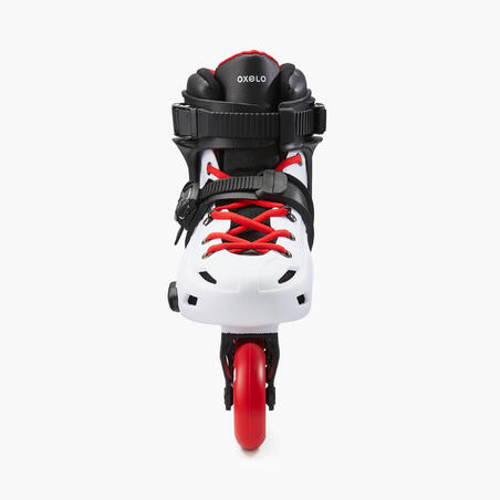 Adult Freeride Hardboot Inline Skates Mf500 White Red Decathlon