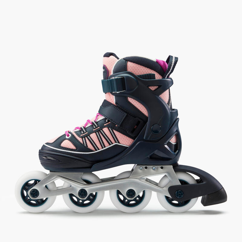 Fit 5 兒童滾軸溜冰鞋 (可調整4種尺寸) - 藍色／珊瑚紅