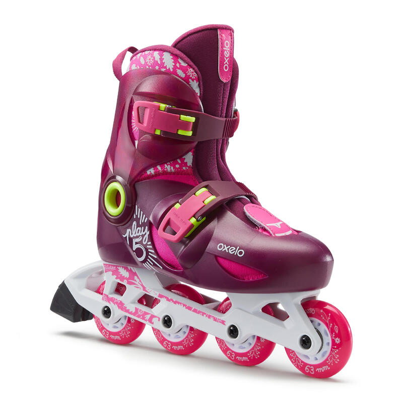 Play5 兒童滾軸溜冰鞋 (可調整尺寸) - 粉色