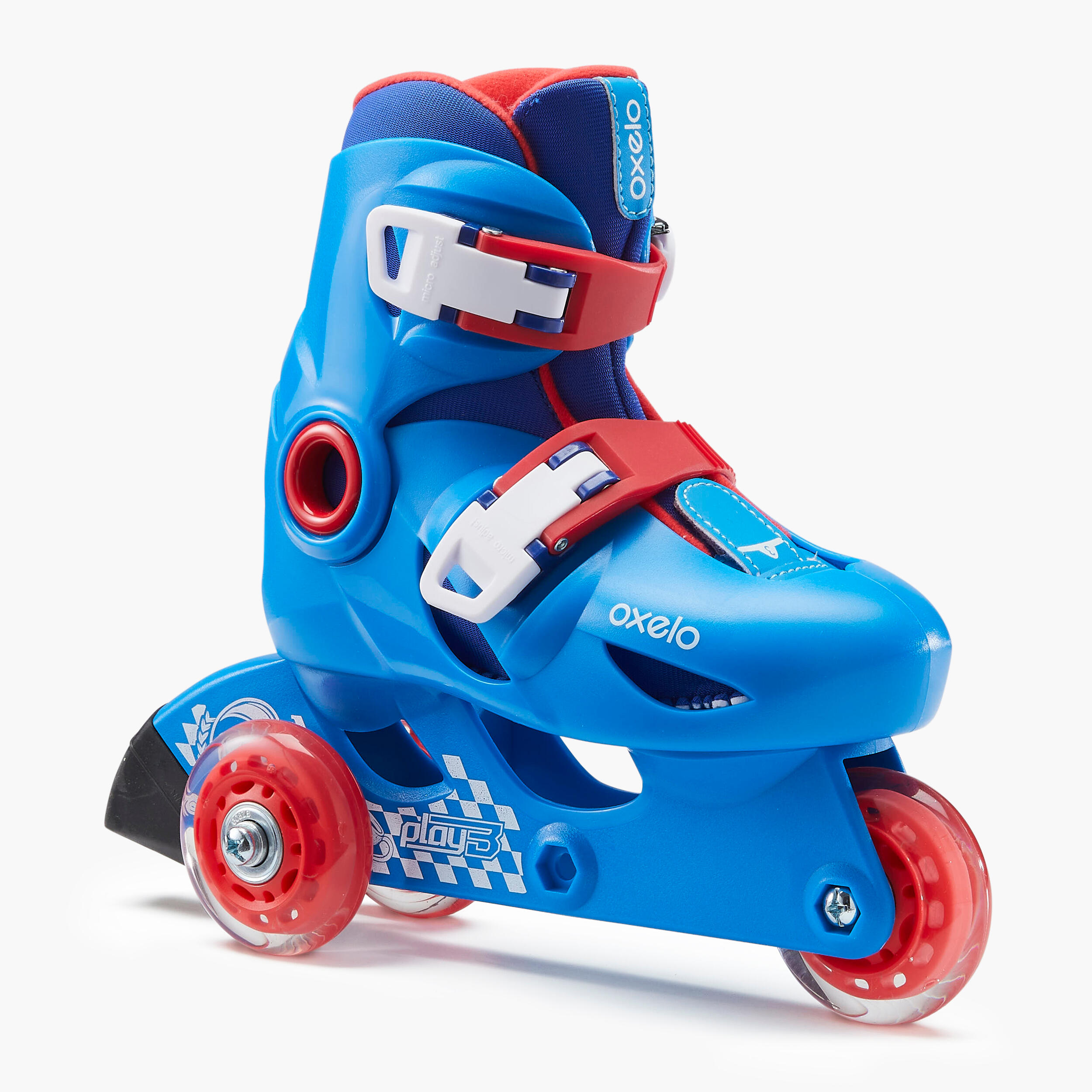 Patins de Criança PLAY3 Azul Vermelho OXELO Decathlon