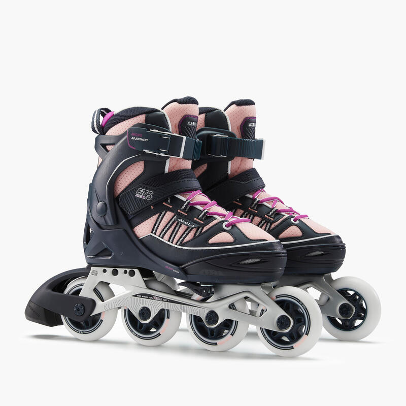 Fit 5 兒童滾軸溜冰鞋 (可調整4種尺寸) - 藍色／珊瑚紅