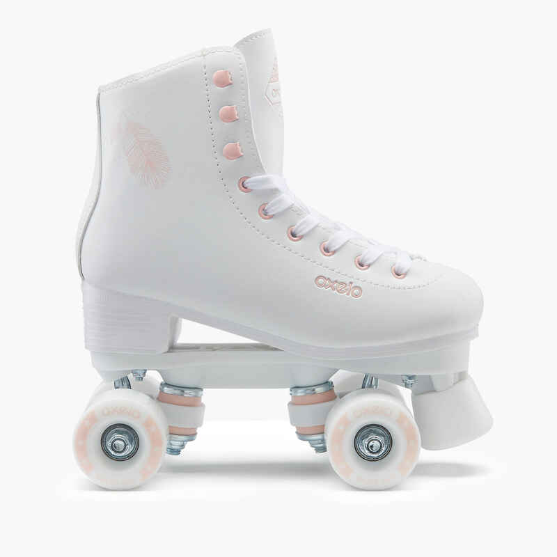 Patines de ruedas artisticos para Niños y Adultos Oxelo QUAD100 Blanco