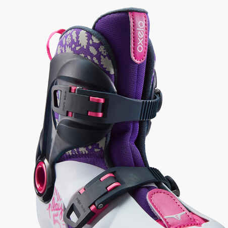 Patines Línea Niños Oxelo Play 5 Gris Rosa