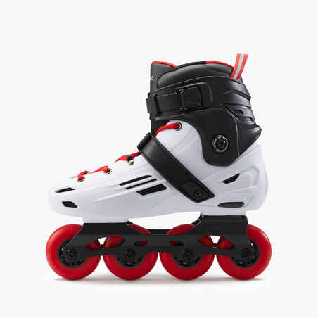 Adult Freeride Hardboot Inline Skates Mf500 White Red Decathlon