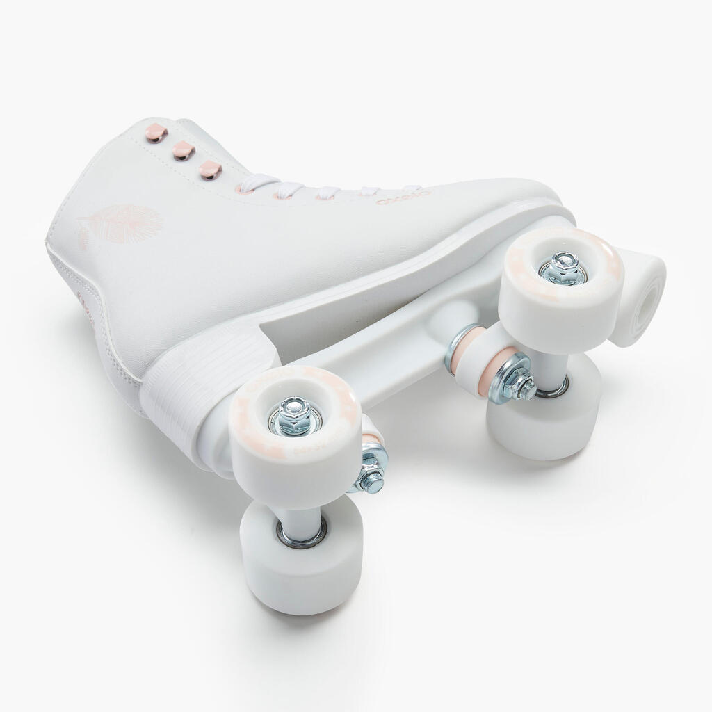 Dvojradové korčule Quad 100 na krasokorčuľovanie malé veľkosti biele