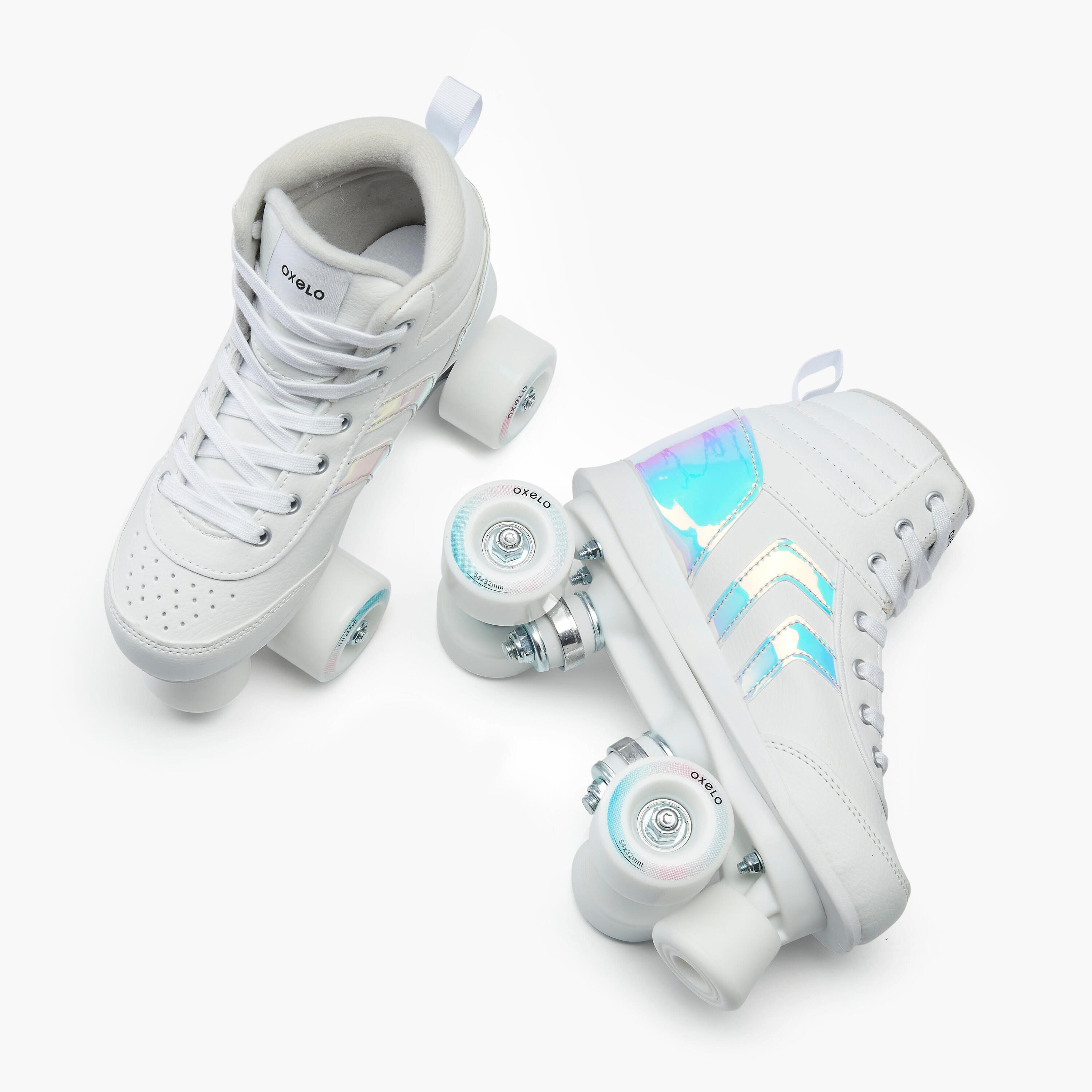 Kids' Roller Skates Quad 100 - Holographic White 10/12