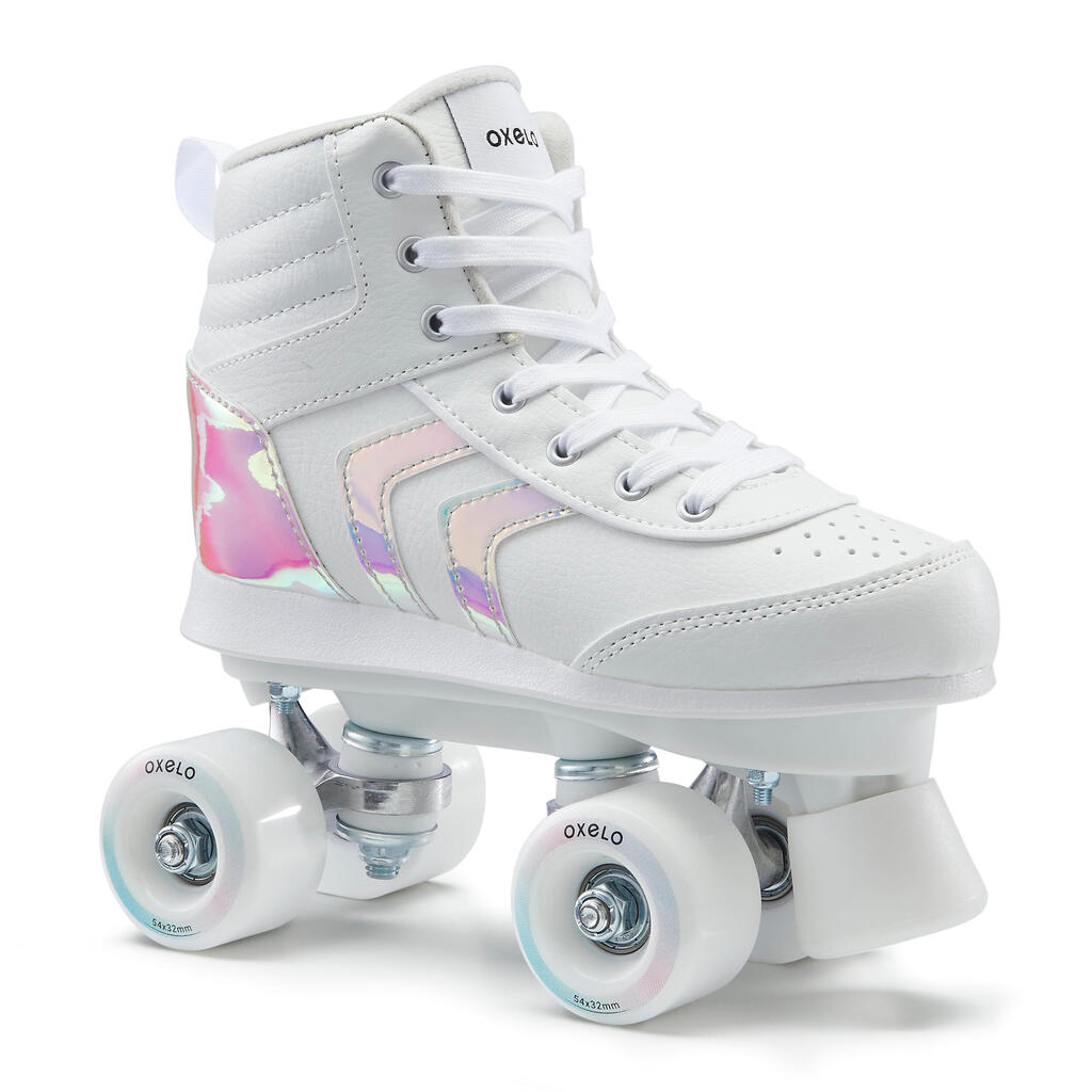 Bērnu rollerskrituļslidas "100", baltā hologrāfiskā krāsā