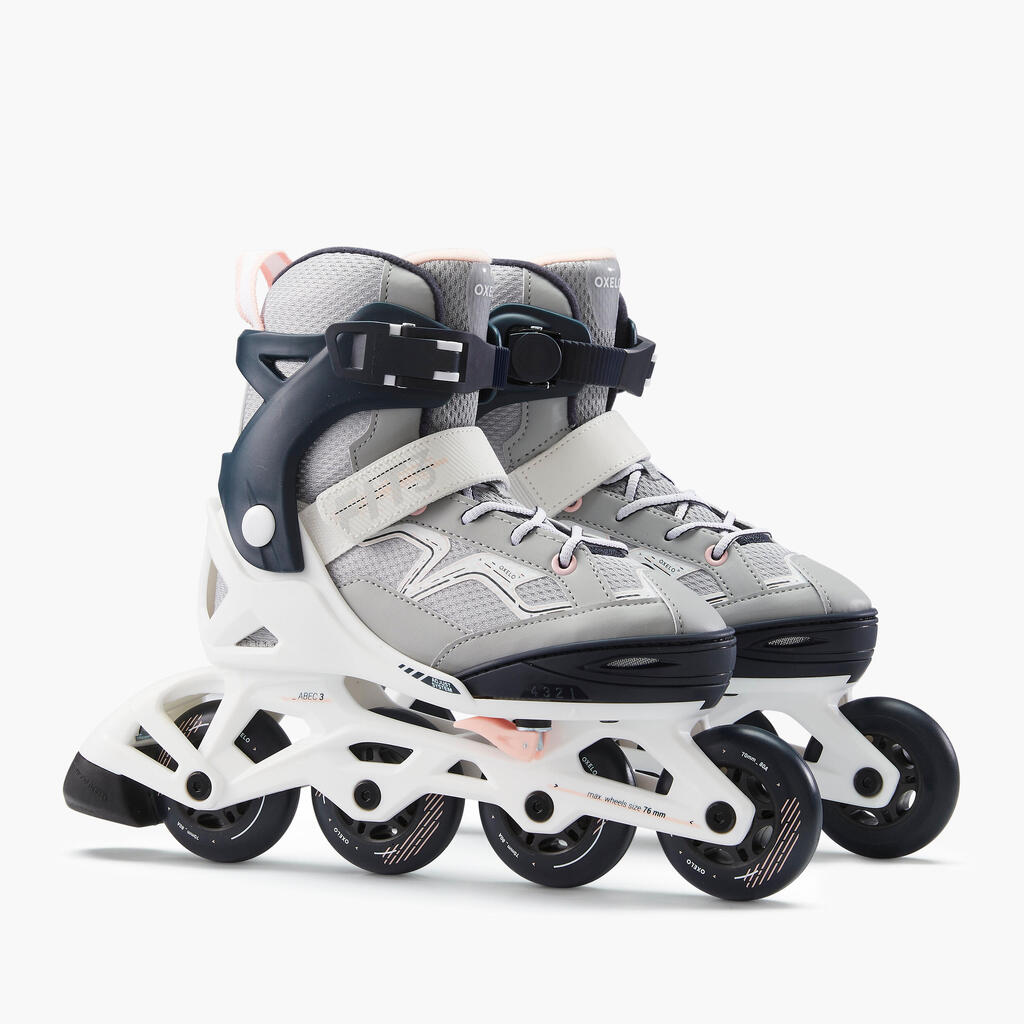 Inline Skates Kinder Fitness FIT3 größenverstellbar schwarz/khaki