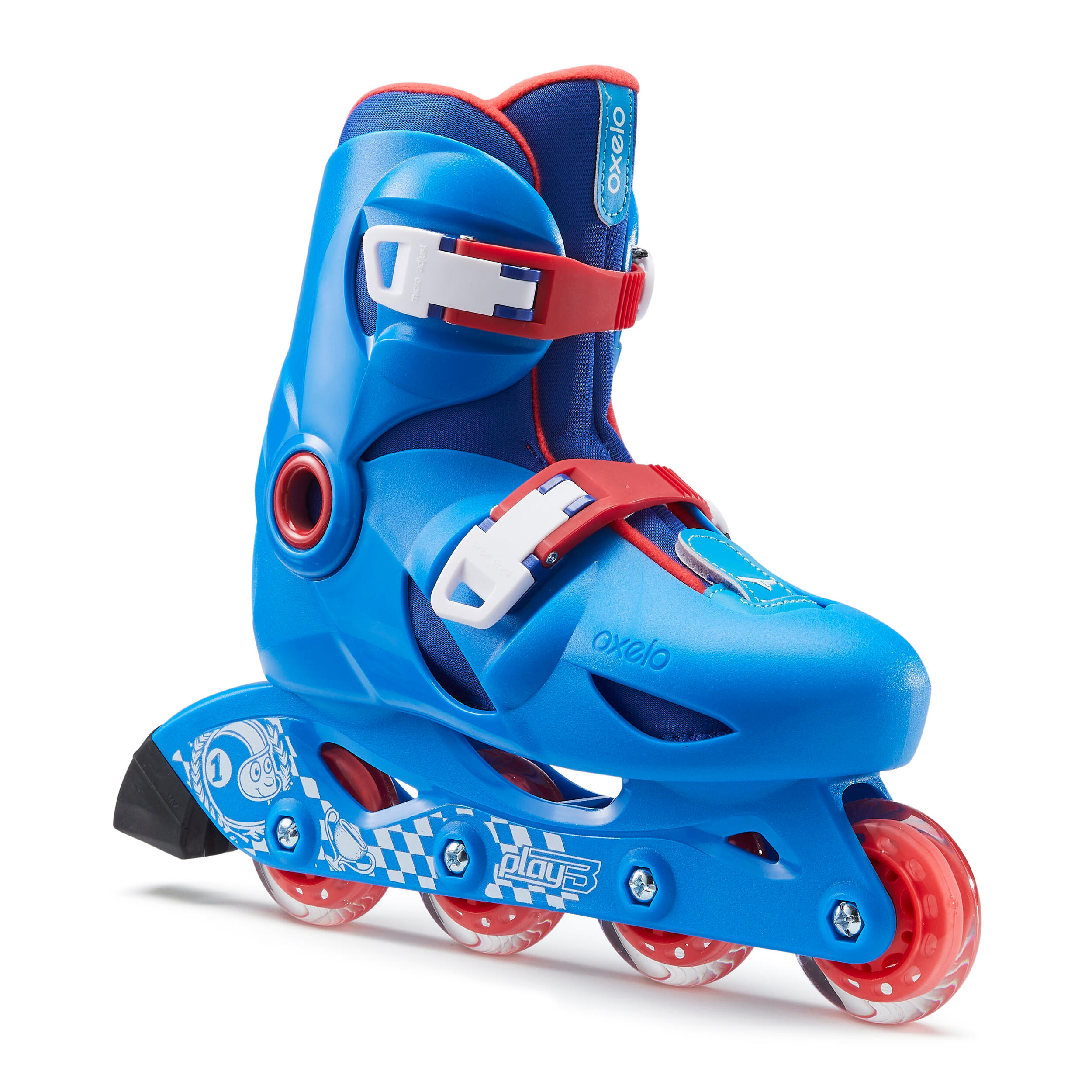 Kids' In-line Skates - Play 3 Blue/Red - OXELO