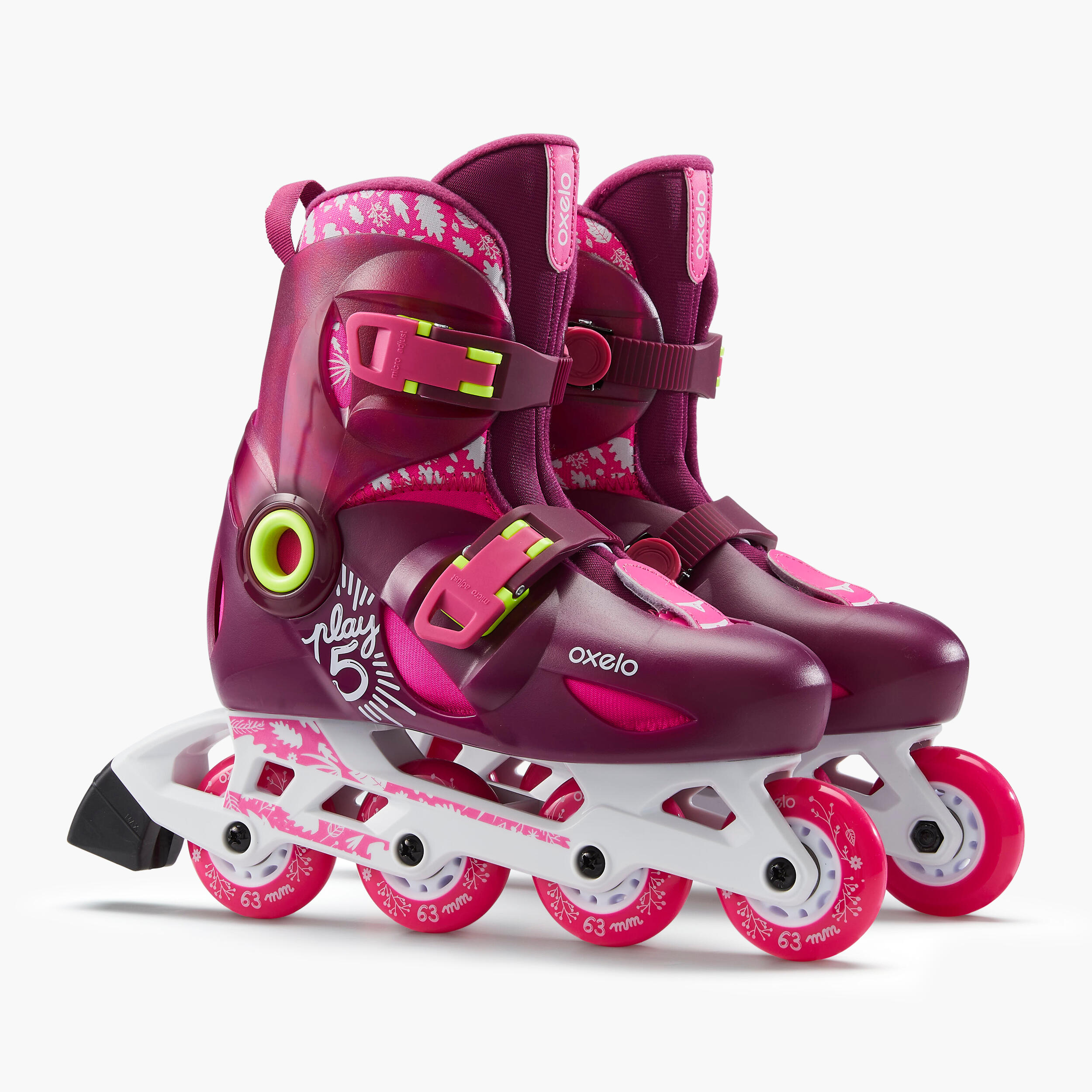 roller enfant PLAY5 tonic rose Decathlon