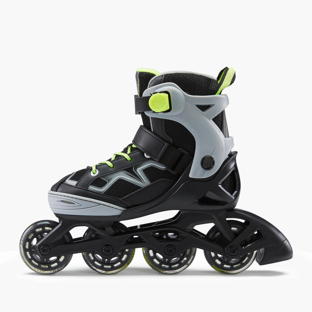 Kids' Inline Fitness Skate Fit3 - Black/Khaki