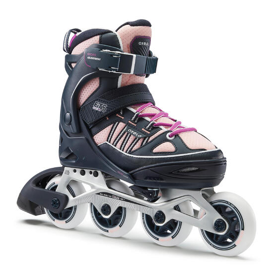 Patines Línea Niños Oxelo Roller Fitness Fit 5 Rosa Negro