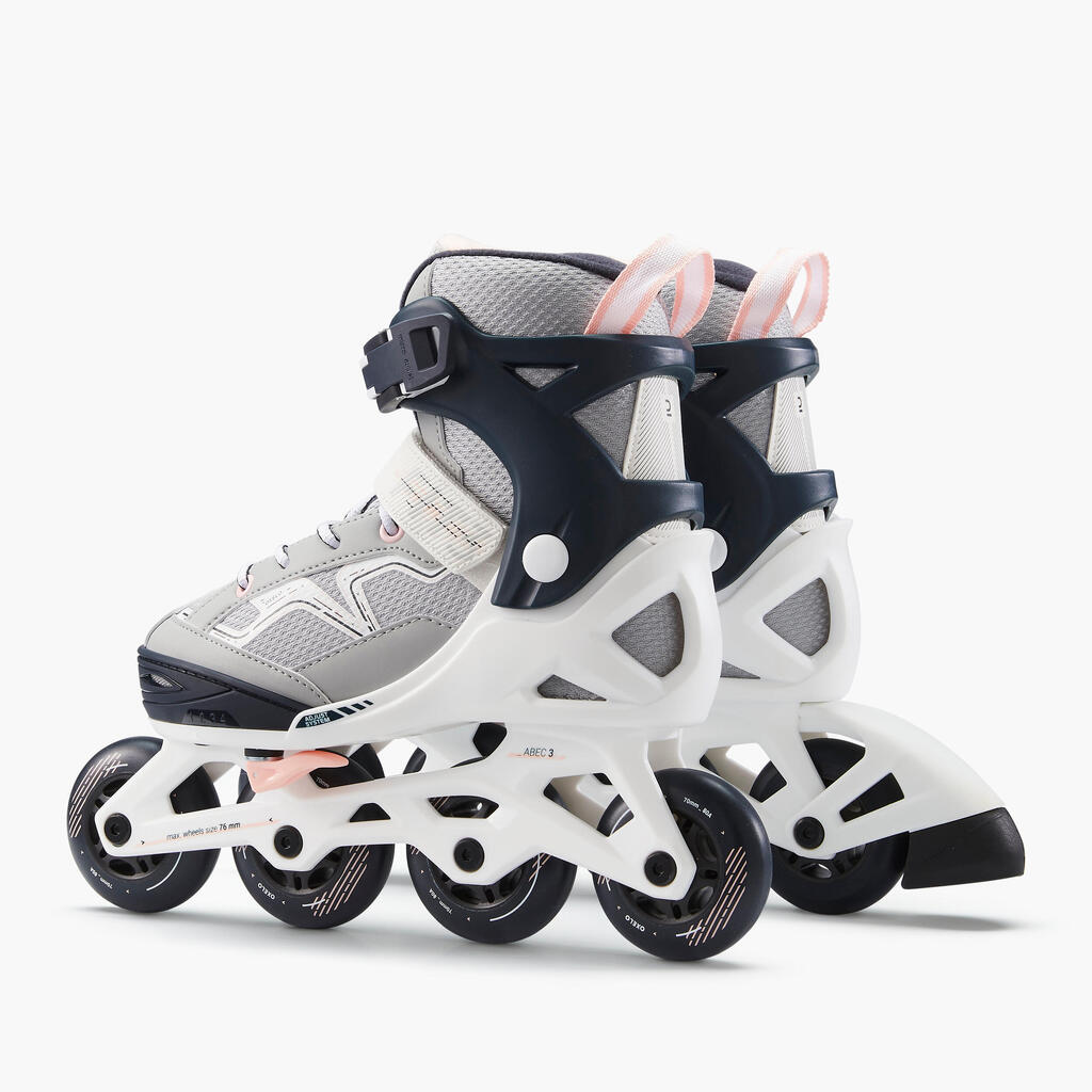 Inline Skates Kinder Fitness FIT3 größenverstellbar schwarz/khaki