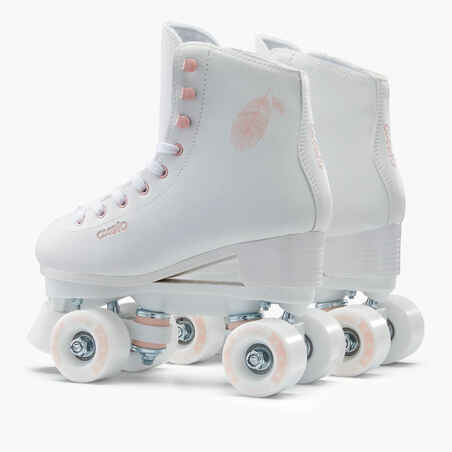 Kids' and Adult Artistic Roller Skating Quad Skates 100 - White