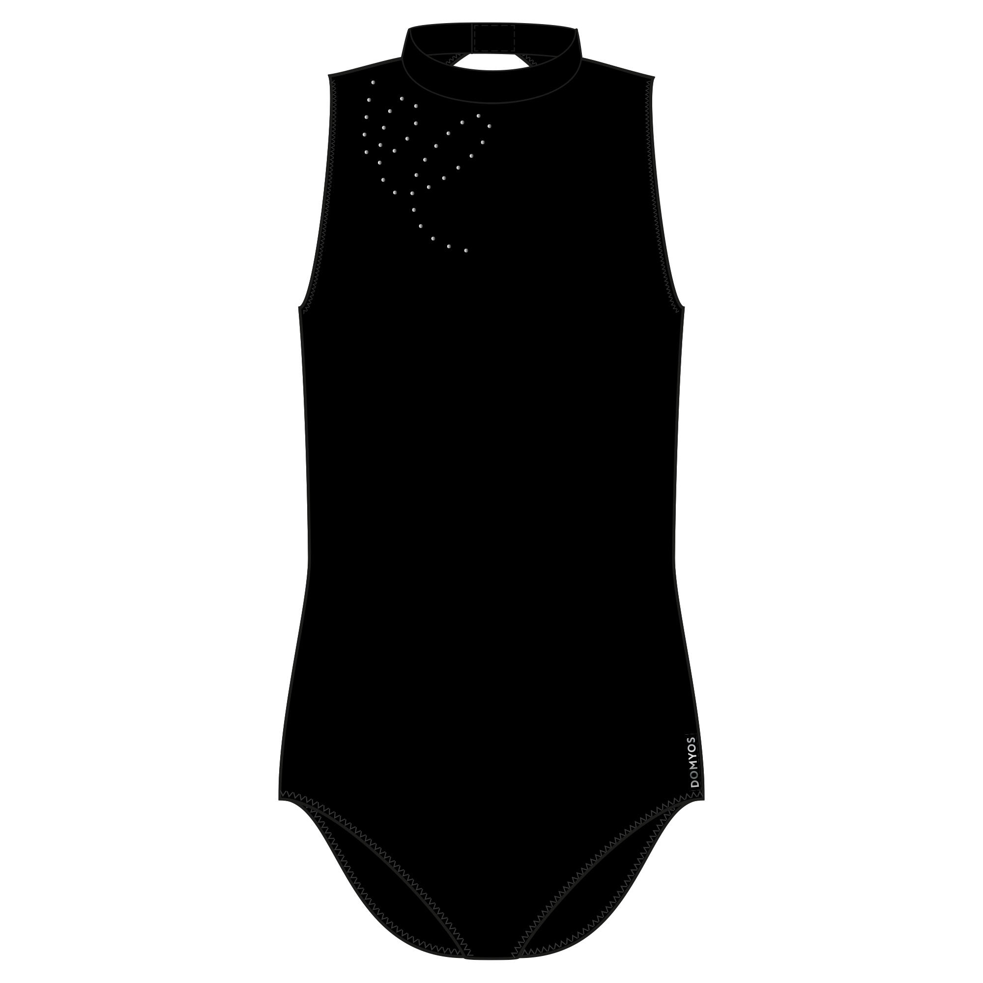 Body Fara Maneci Gimnastica Ritmica Negru Cu Strasuri