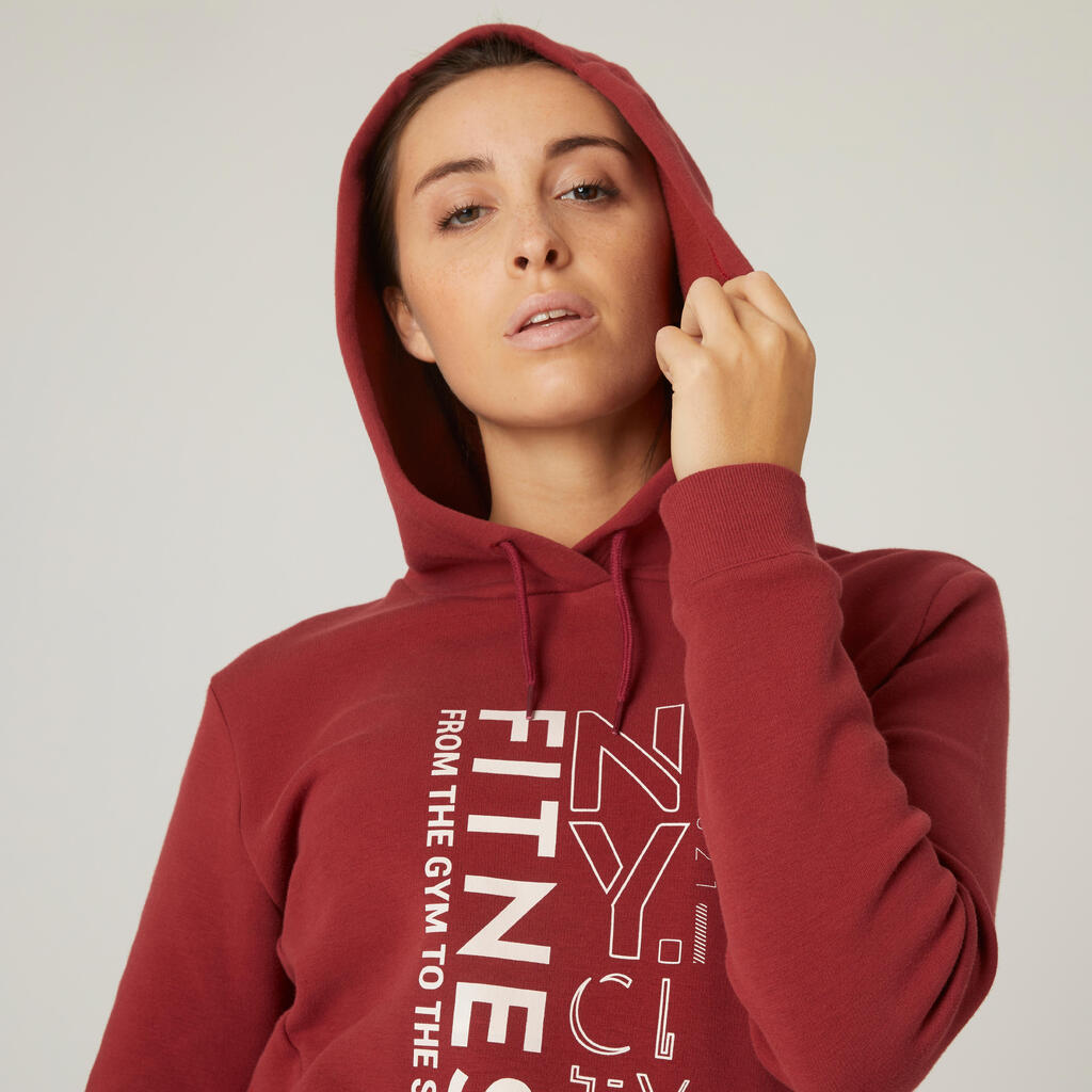 Sweatshirt Kapuze Fitness mit Kängurutasche rot mit Motiv