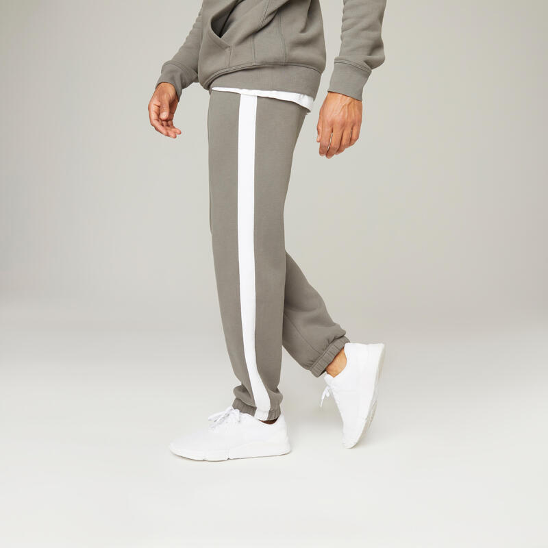 Pantalon jogging Molleton Fitness avec bandes sur le côté