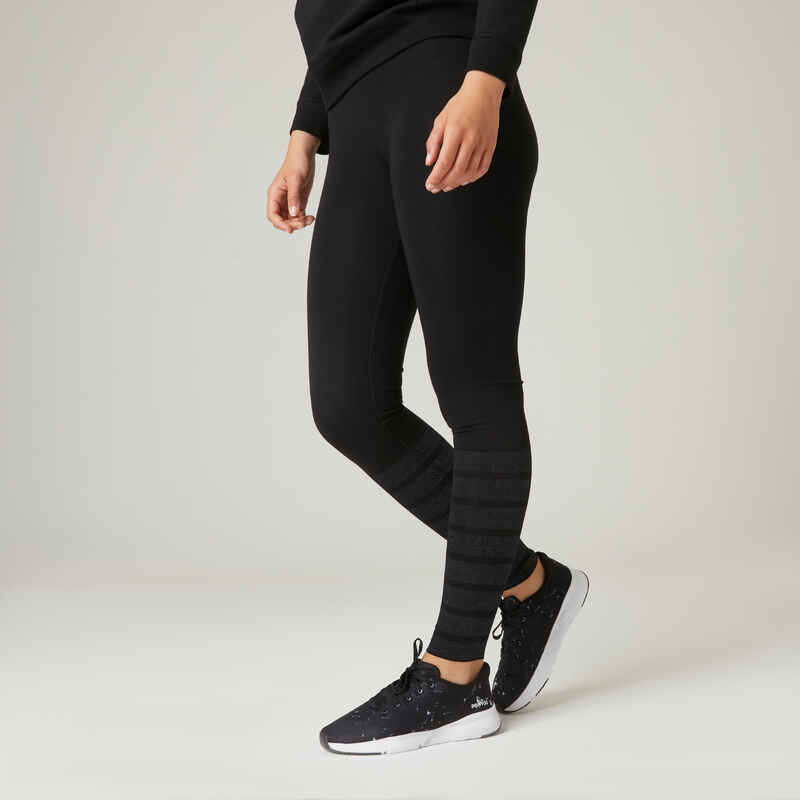 Fitness Stretch Cotton Leggings with Adjustable Length - Decathlon