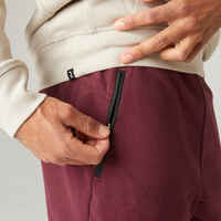 Fitness Slim-Fit Jogging Bottoms with Zip Pockets - Burgundy