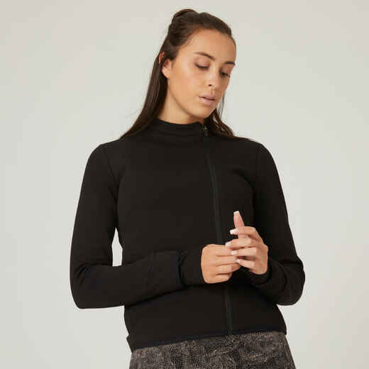 Women's Fitness Zip Sweatshirt 500 - Spacer Black