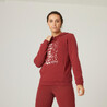 Women Cotton Blend Fleece Gym Hoodie Sweatshirt - Burgundy