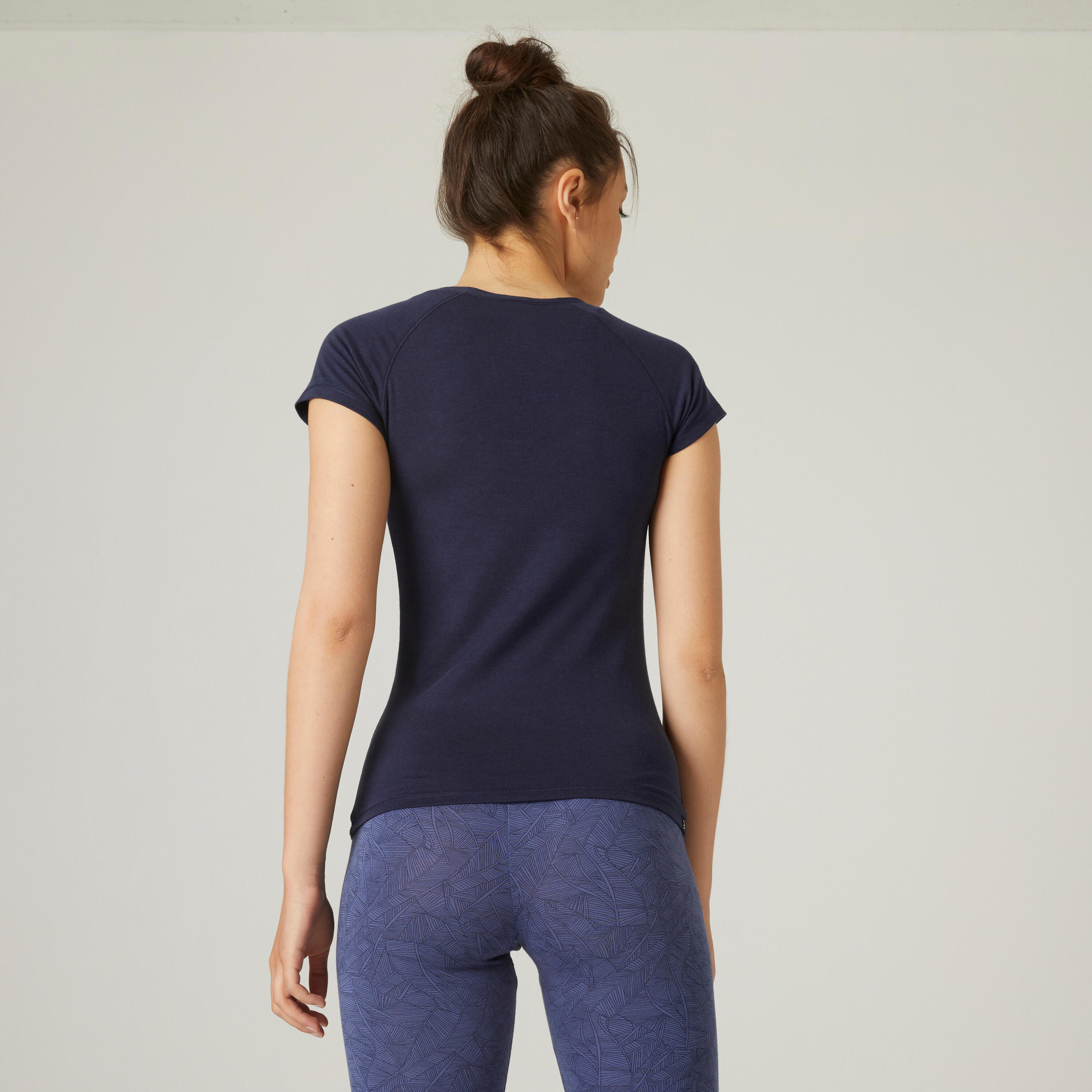 Women's Fitness V-Neck T-Shirt 500 - Navy Blue 6/8