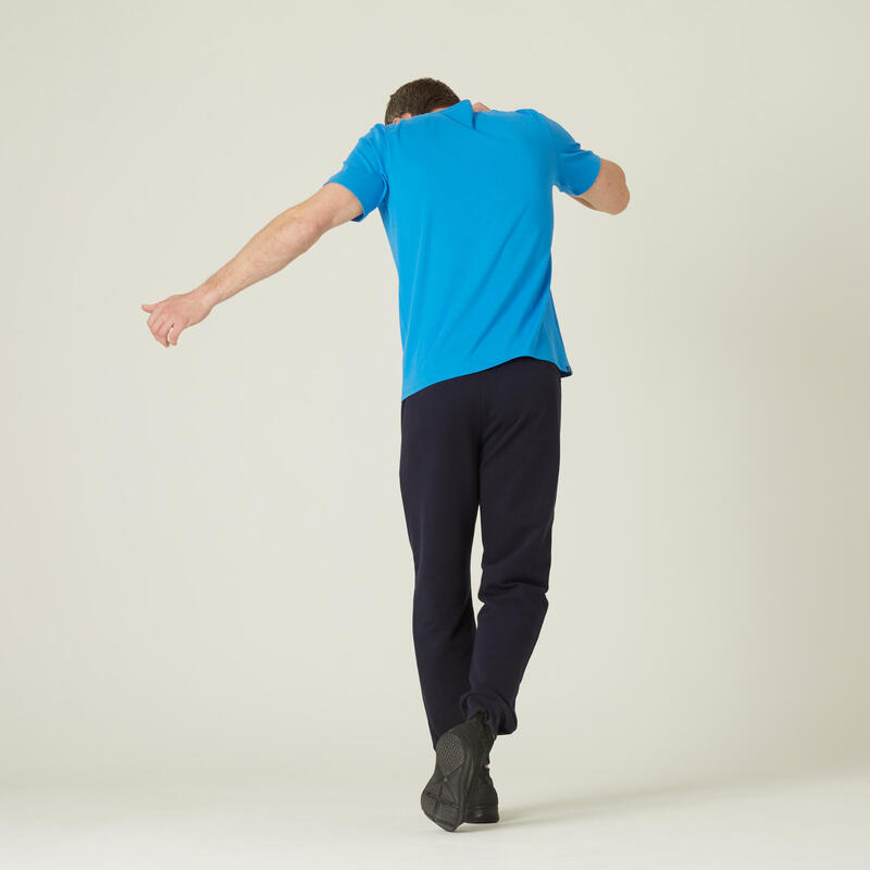 Pantalon de trening fitness 500 regular buzunare cu fermoar Albastru Bărbați