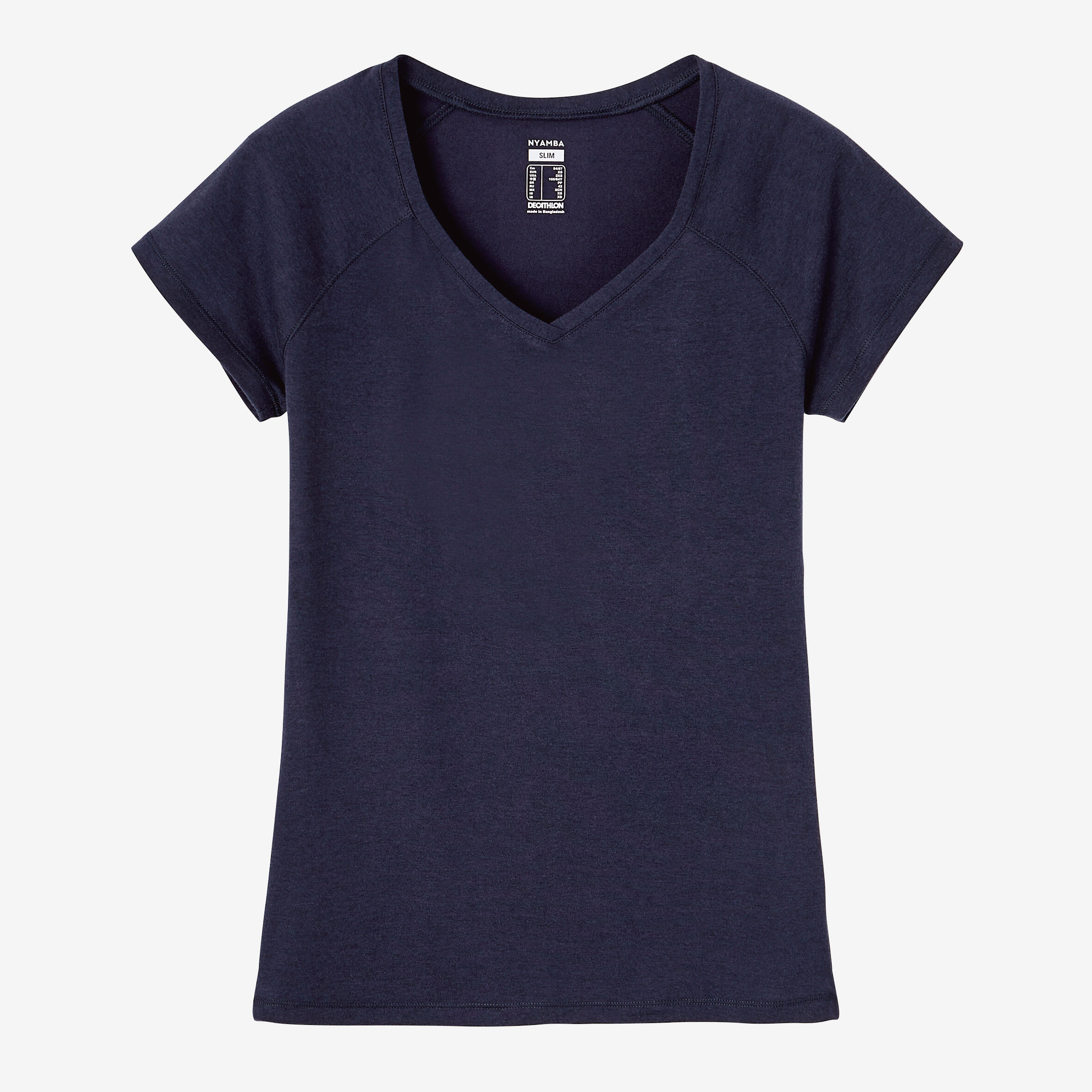 Women's Fitness V-Neck T-Shirt 500 - Navy Blue 5/8