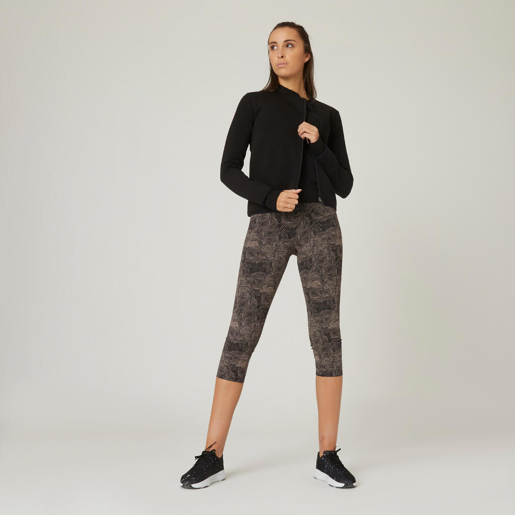 Women's Fitness Zip Sweatshirt 500 - Spacer Black