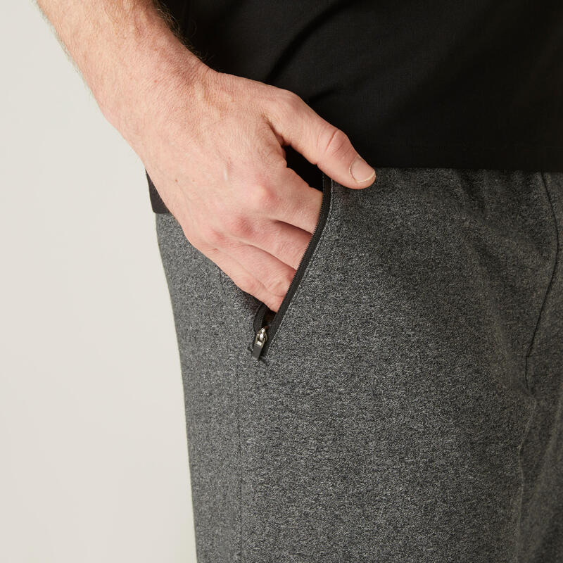 Fitnessshort voor heren 500 Essentials donkergrijs