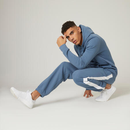 Брюки беговые для фитнеса синтетические прямого покроя мужские синие