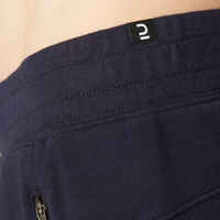 Men's Straight-Cut Cotton-Rich Jogging Fitness Bottoms 500 - Navy Blue