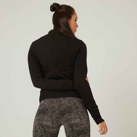 Trainingsjacke Fitness mit Reissverschlusstaschen Damen schwarz