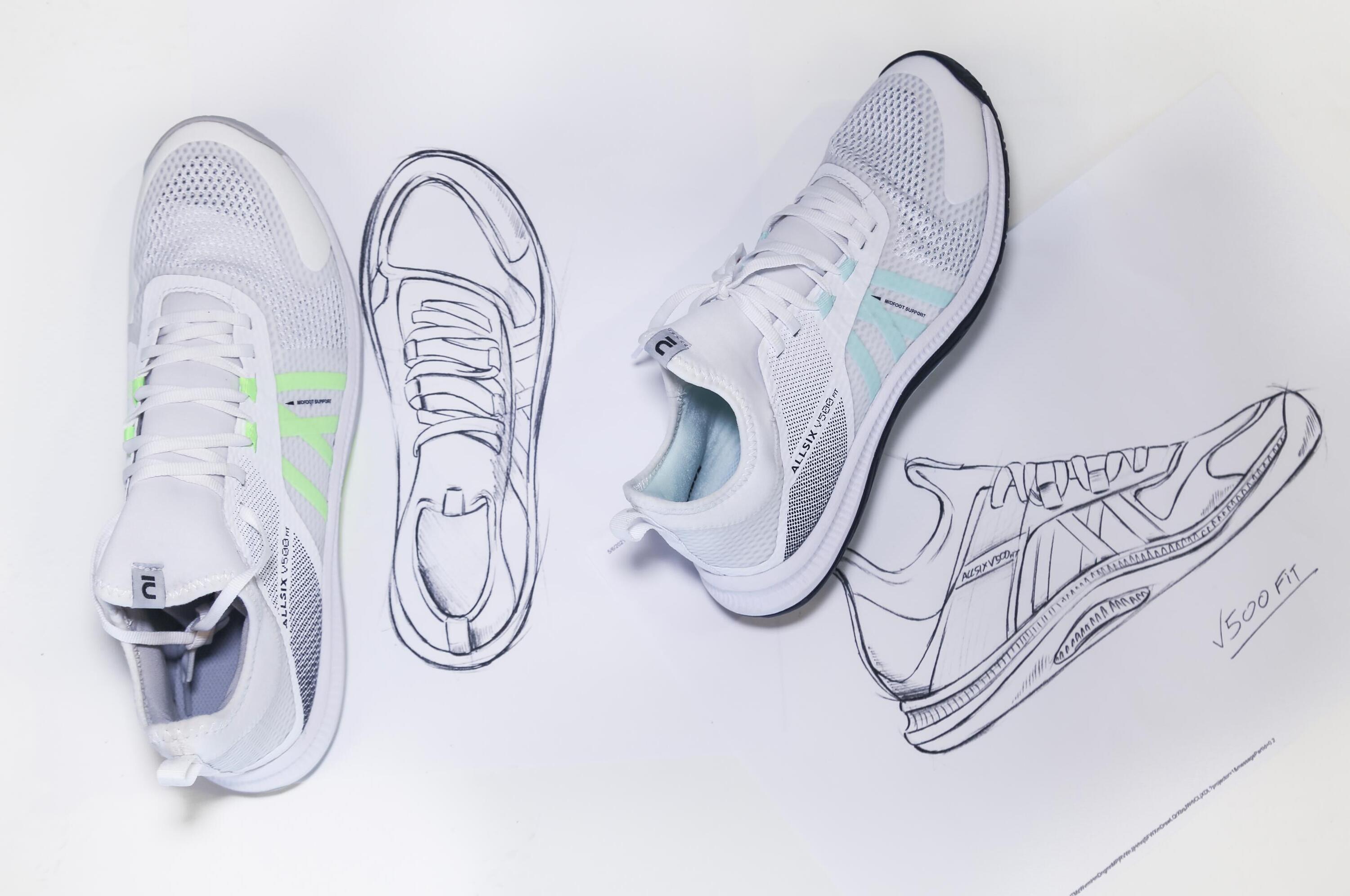 Damen/Herren Volleyball Schuh - FIT 500 weiß/grün 8/11