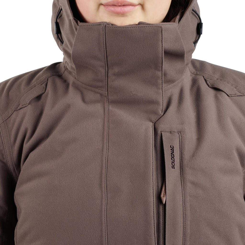 HUNTING WOMEN’S 3-IN-1 WARM WATERPROOF JACKET 500 - BROWN