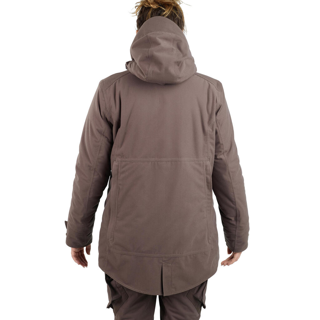 HUNTING WOMEN’S 3-IN-1 WARM WATERPROOF JACKET 500 - BROWN