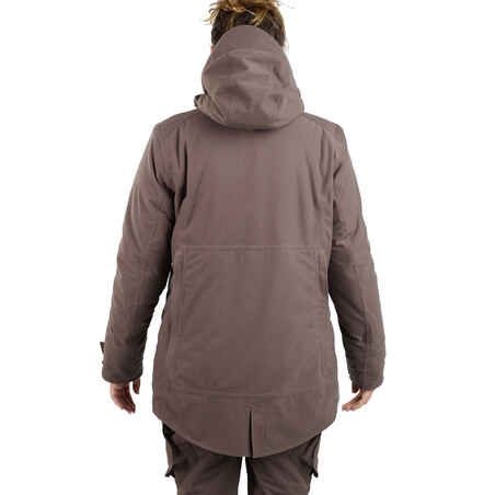 HUNTING WOMEN’S 3-IN-1 WARM WATERPROOF JACKET 500 - BROWN