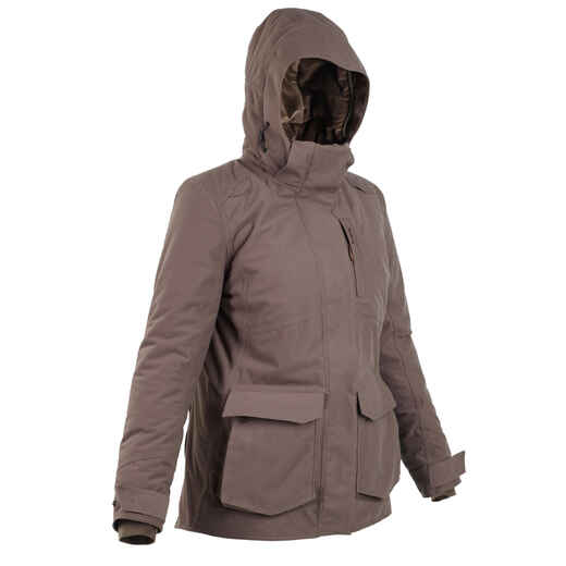 
      Jagdjacke 500 Damen 3-in-1 warm wasserdicht braun 
  