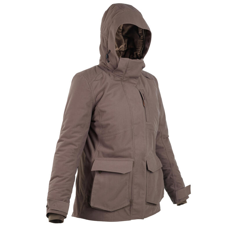 Jagdjacke 500 Damen 3-in-1 warm wasserdicht braun 