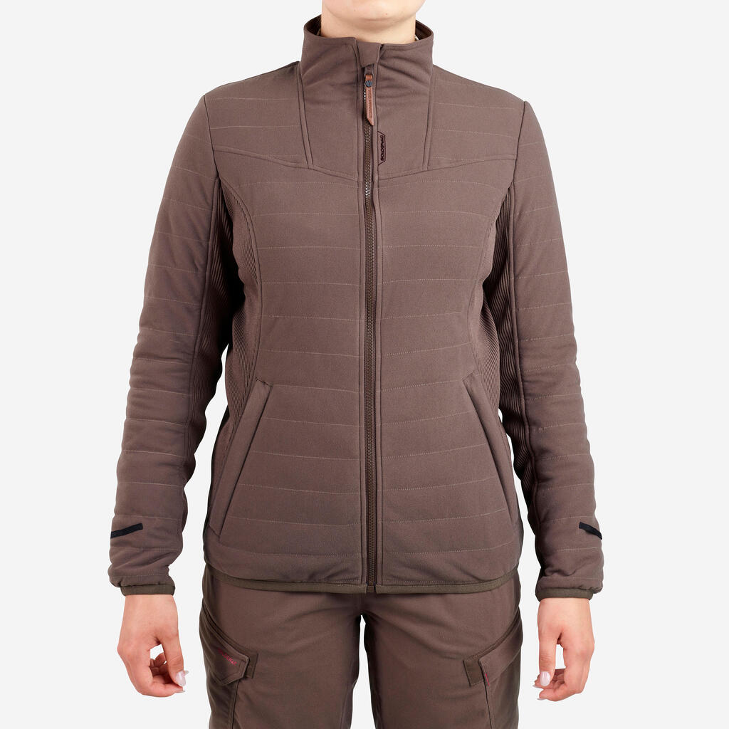 Jagdjacke 500 Damen 3-in-1 warm wasserdicht braun 