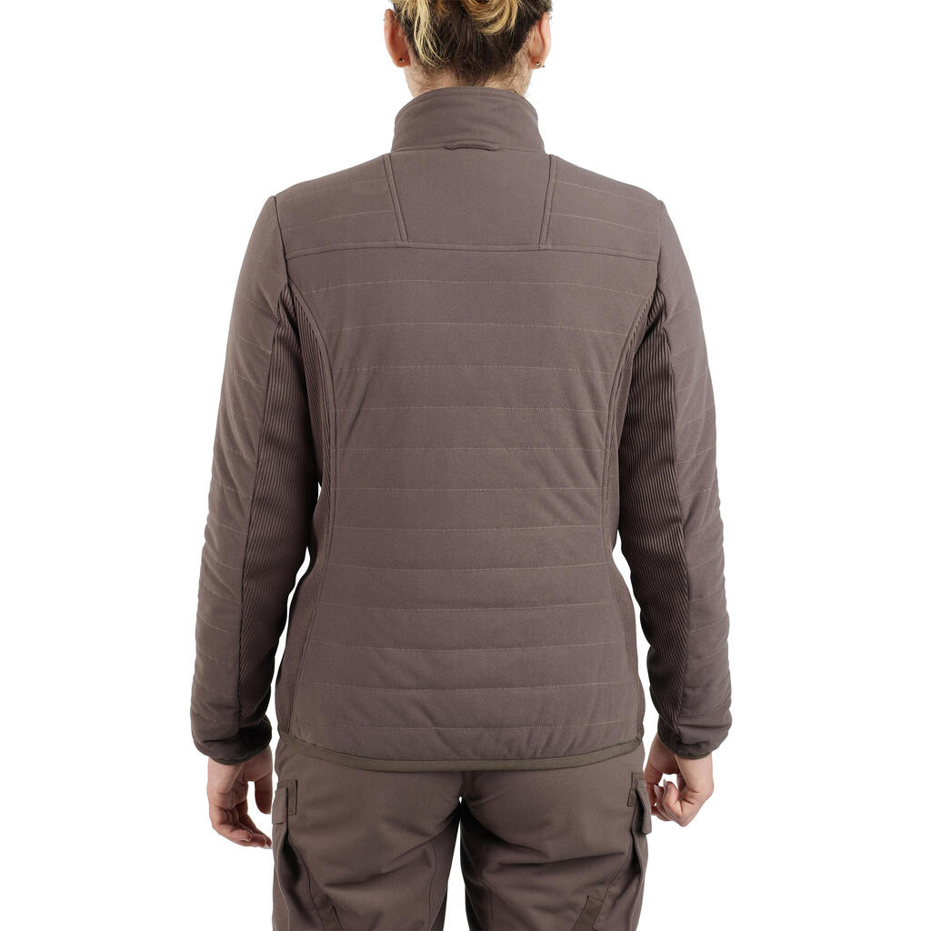 HUNTING WOMEN’S 3-IN-1 WARM WATERPROOF JACKET 500 - BROWN