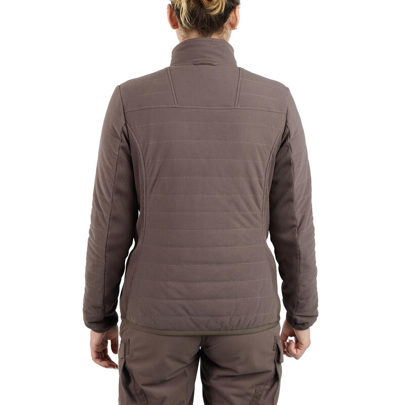 Chaqueta caza 500 3 en 1 impermeable Mujer Solognac marrón