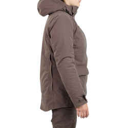 HUNTING WOMEN’S 3-IN-1 WARM WATERPROOF JACKET 500 - BROWN