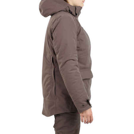 HUNTING WOMEN’S 3-IN-1 WARM WATERPROOF JACKET 500 - BROWN