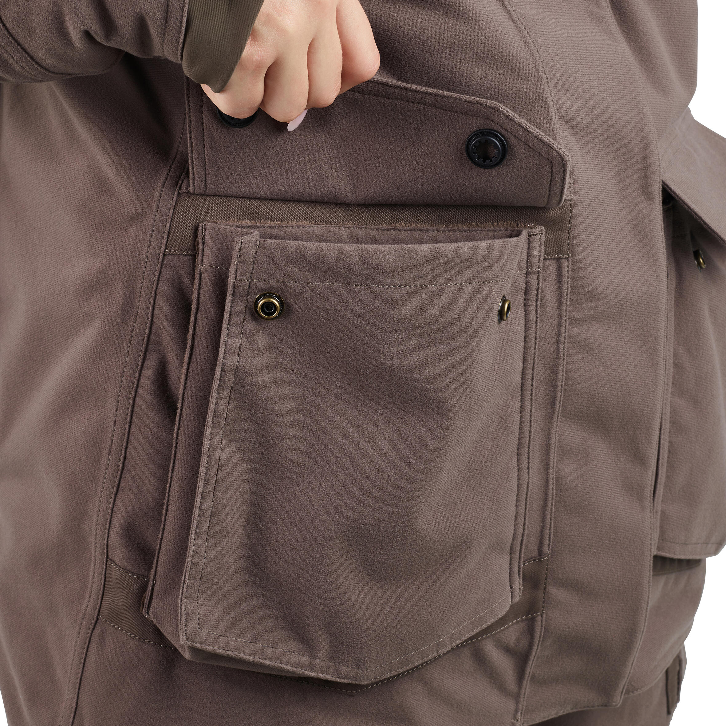 Veste de chasse chaude imperm?�able 3 en 1 femme - 500 marron - Solognac - D?�cathlon