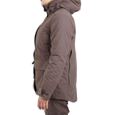 HUNTING WOMEN’S 3-IN-1 WARM WATERPROOF JACKET 500 - BROWN